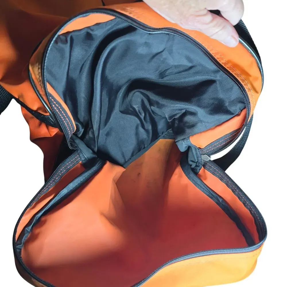 Nike Swoosh Gym Travel Duffle Bag Multiple Compartments Adjustable Strap Orange